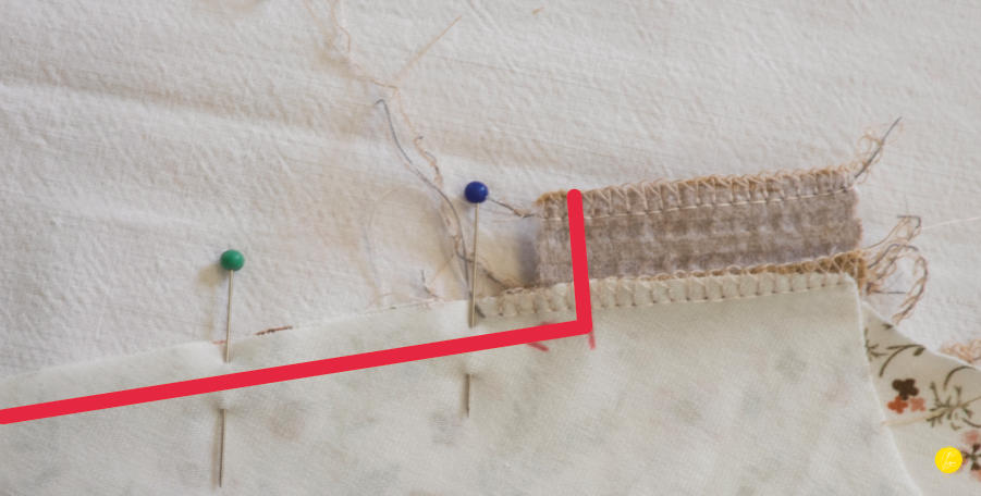 Now close the shoulder seam like the red line indicates. Then close the other shoulder seam.